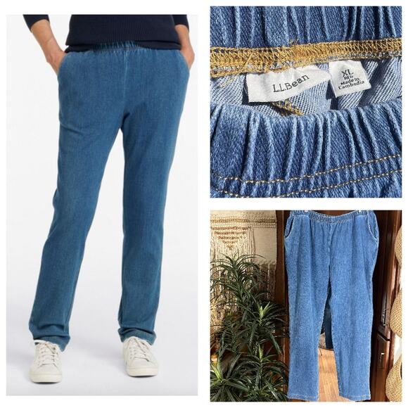 L.L. Bean Women’s Perfect Fit Denim Pants XL Regular Stonewashed Tapered Elastic - Picture 1 of 16